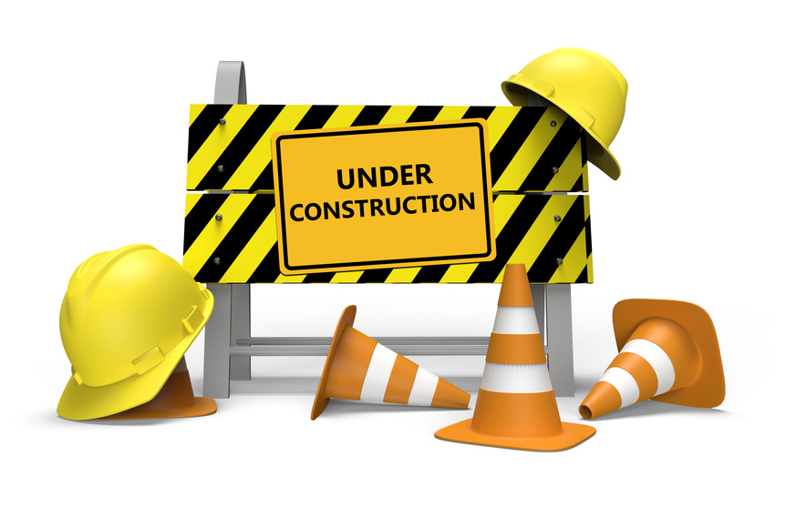 3d illustration of under construction barrier over white background